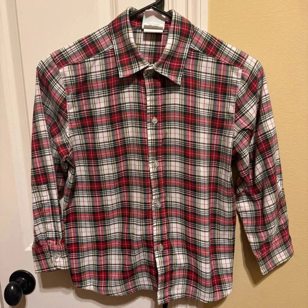Shrimp & Grits Kids Plaid Long Sleeve Button Down Shirt Sz 8